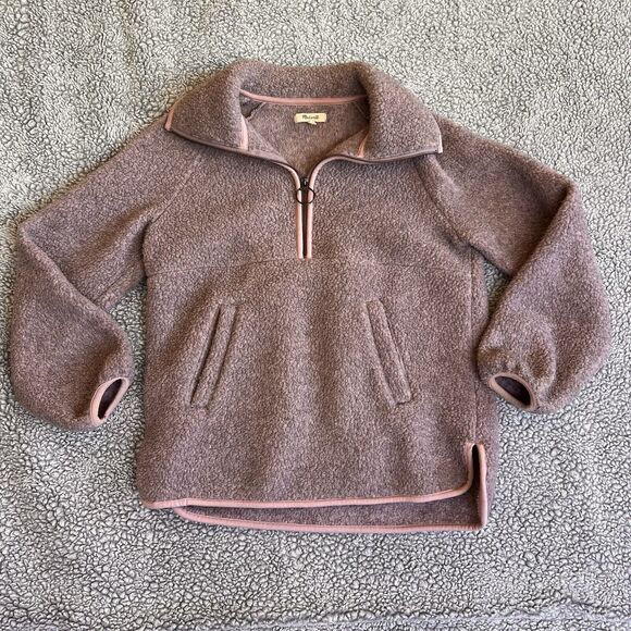 Madewell Polartec Fleece Womens XS Half Zip Jacket Purple Oversized Style #L9588 - Picture 1 of 8